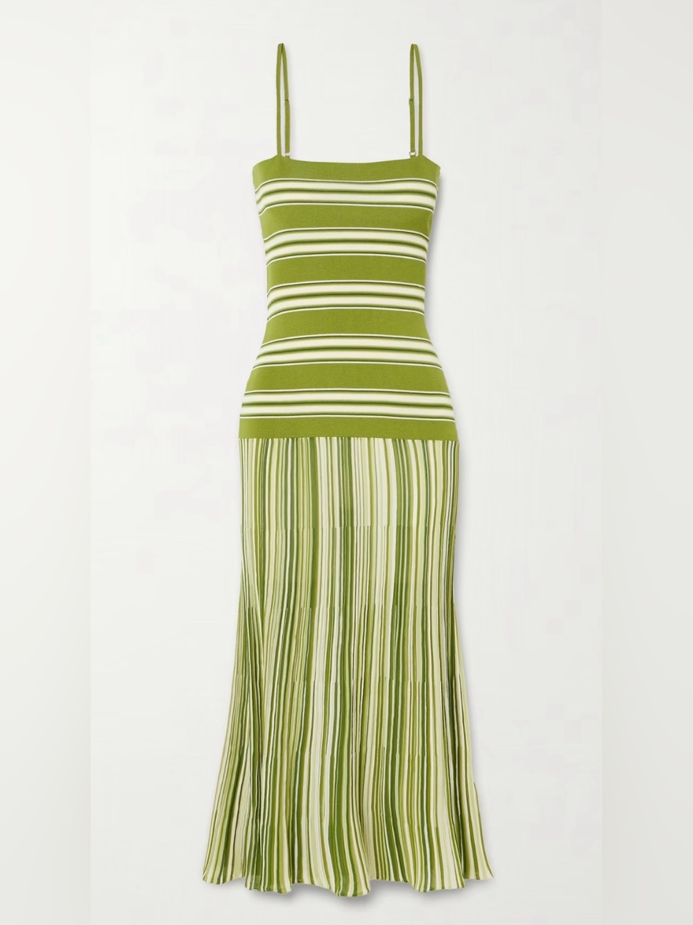 FAITHFULL The Brand Green Striped Maxi Dress XL Designer Resort Vacation $360